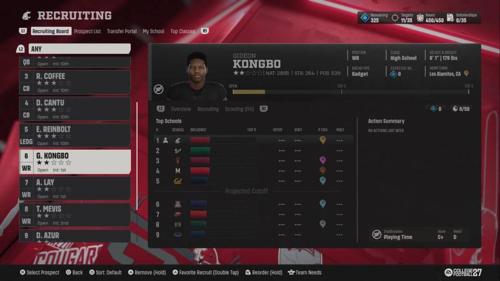 Recruiting a player