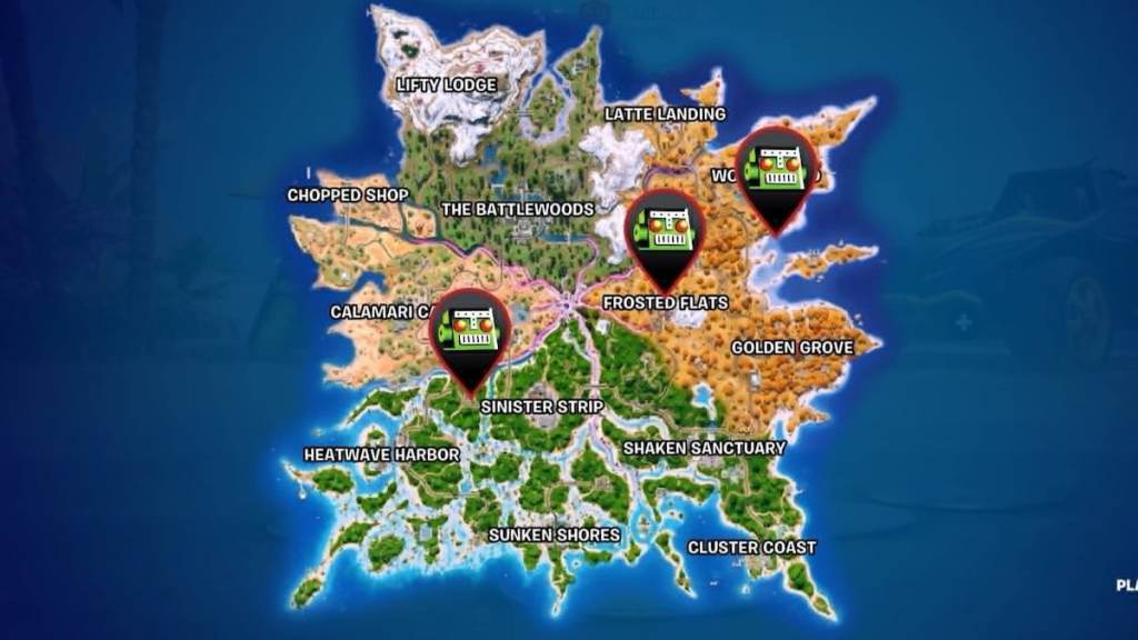 Batman beach buggy map locations in fortnite