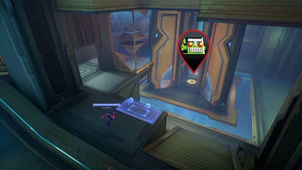 Central pyramid elevator marked in Marvel Rivals