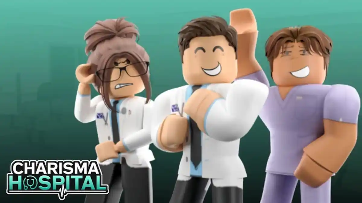 Charisma Hospital Roblox featured image depicting three Roblox avatars in medical attire