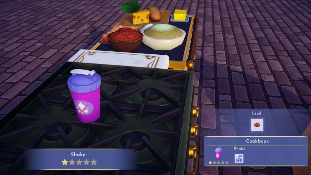 Cooking a shake in disney dreamlight valley