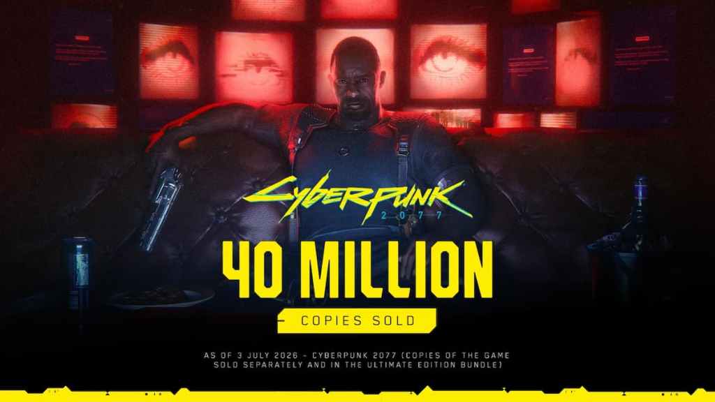 Cyberpunk 2077 40 million celebration milestone image.