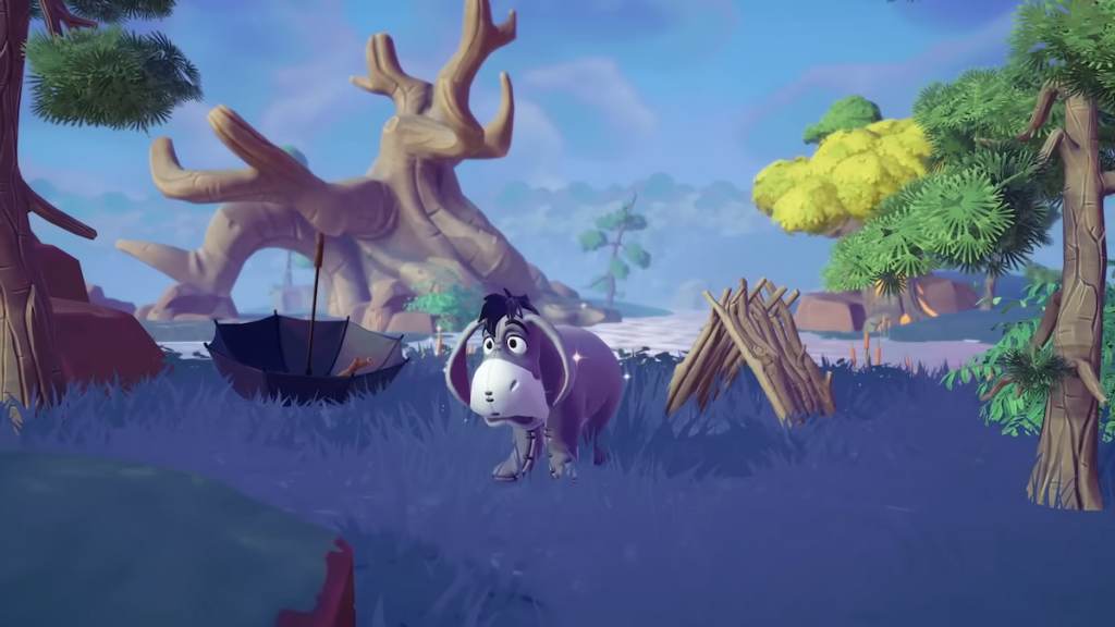 Eeyore in gloommeadow in disney dreamlight valley