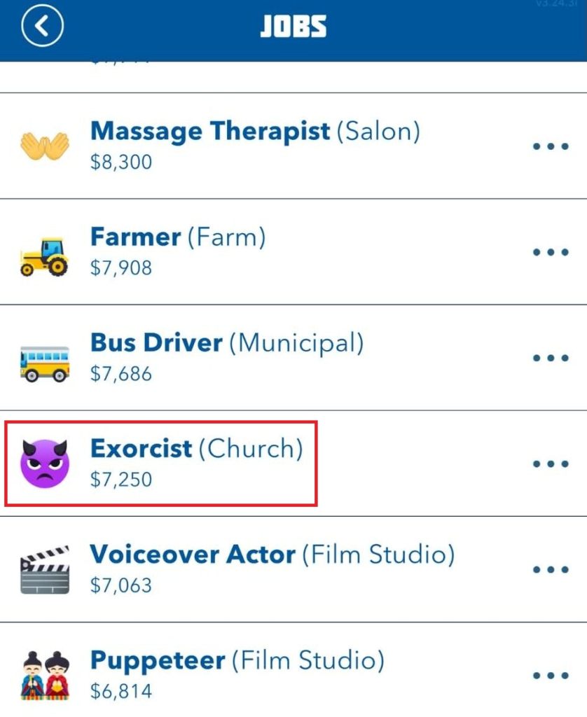 exorcist job marked in bitlife