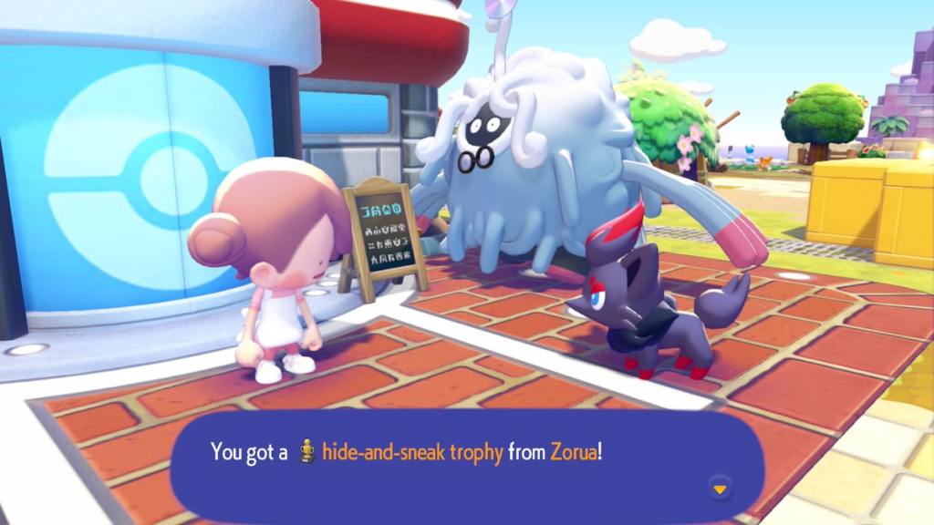Earning hide-and-sneak trophy in pokopia
