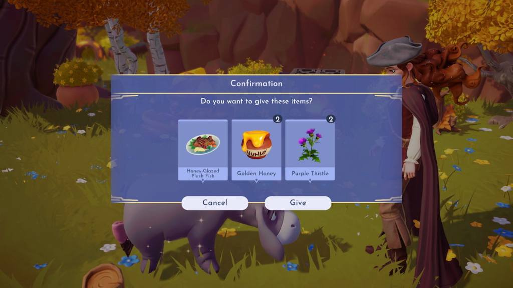 Giving eeyore materials in disney dreamlight valley