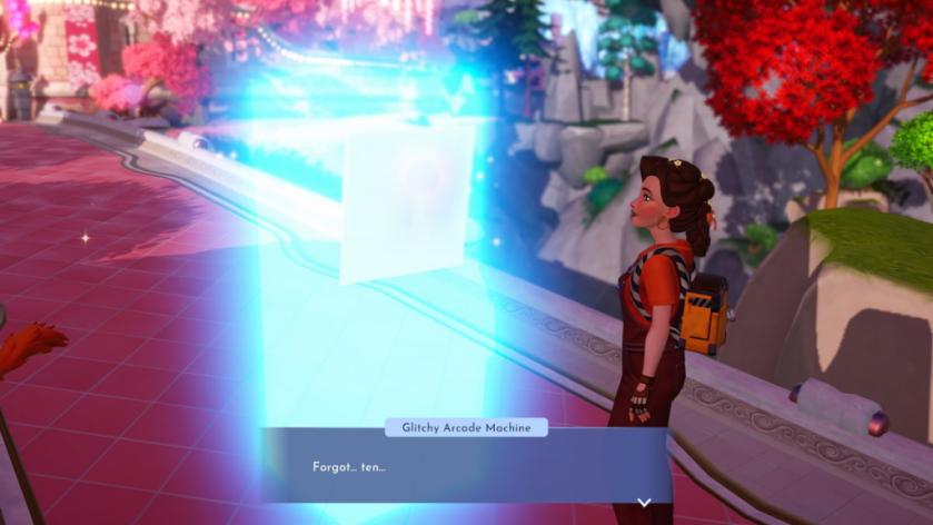 glitchy arcade machine in disney dreamlight valley