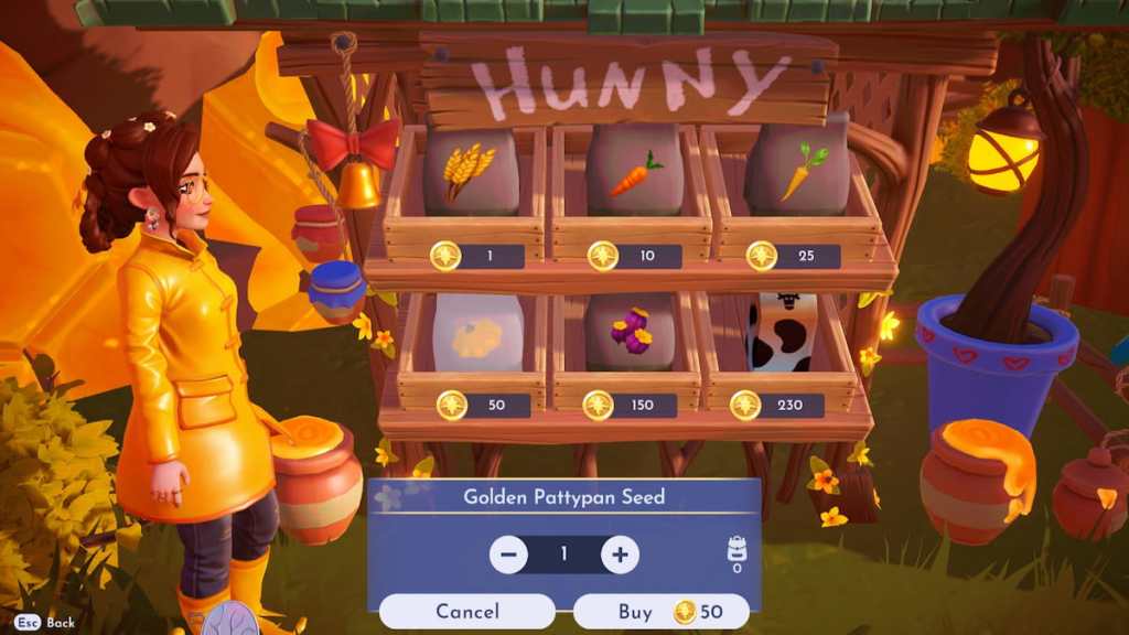 Golden pattypan seeds in disney dreamlight valley
