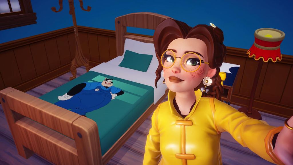 Pete motif on goofy bed in disney dreamlight-valley