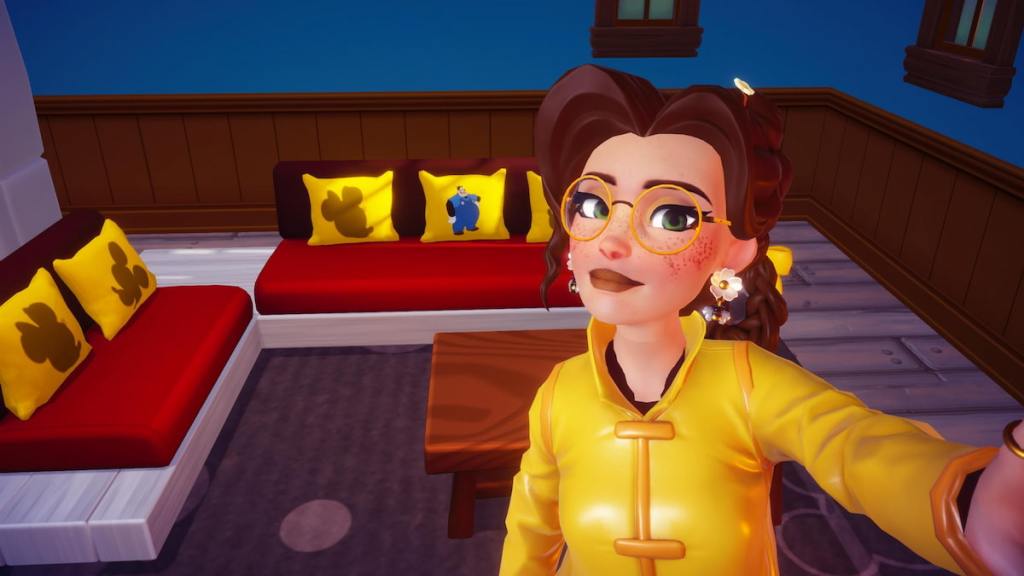 Pete motif on goofy couch in disney dreamlight-valley