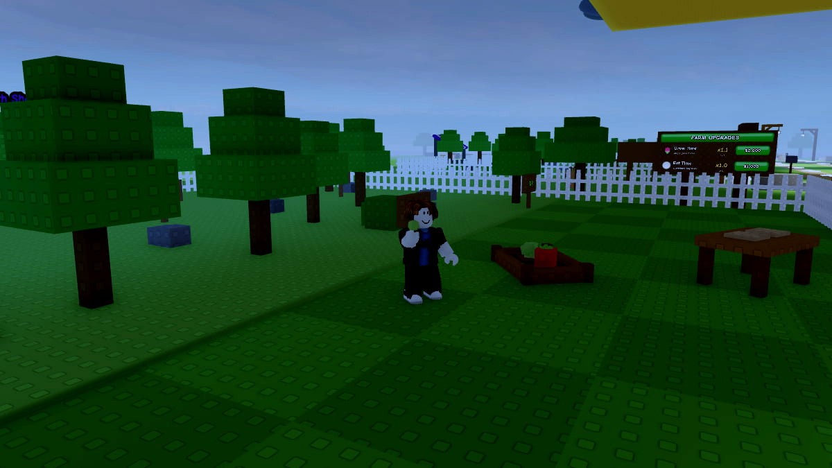 Grow It RNG screenshot depicting the player avatar in a garden