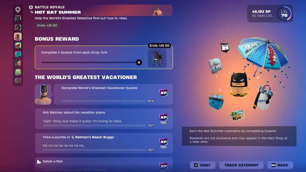 Hot bat summer event page in fortnite