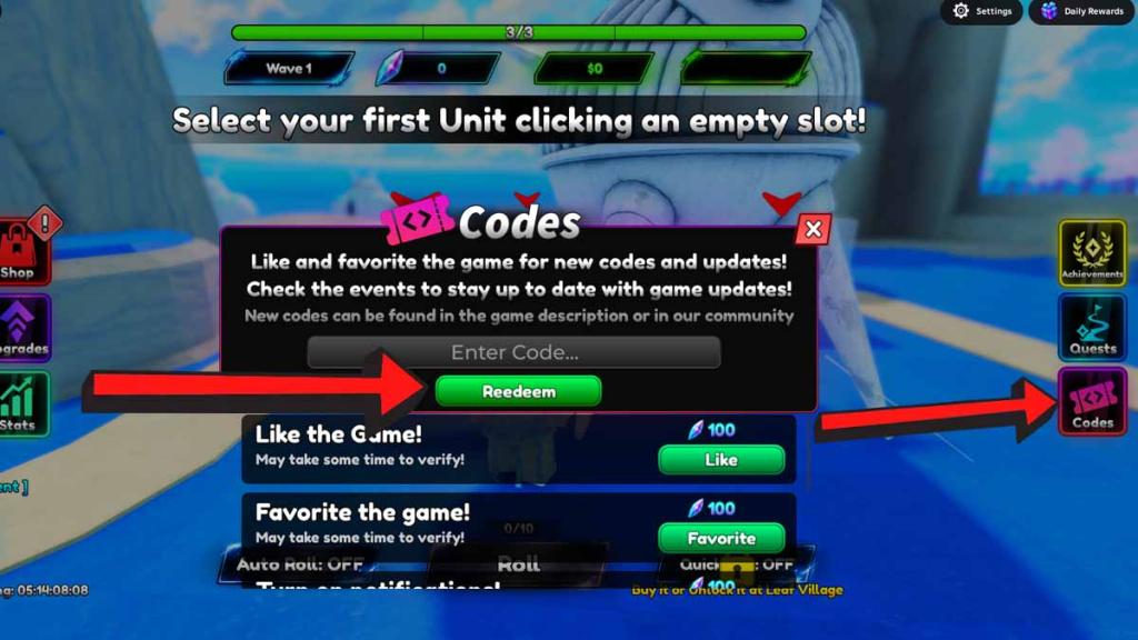 How To Redeem Anime RNG Defense codes