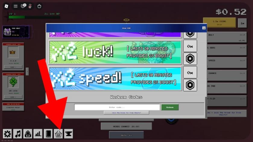 How to redeem codes in Coin Flip