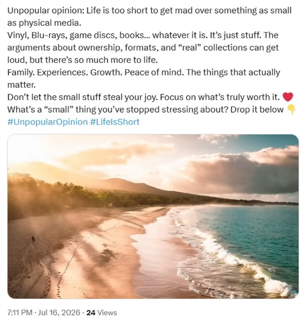 Bot defending Sony getting rid of physical games