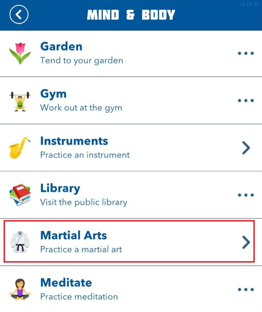 martial arts marked in bitlife