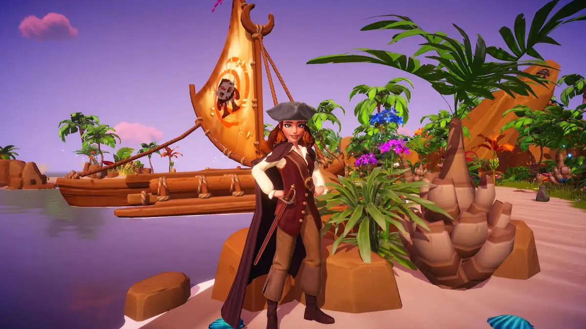 Standing in the Moana Realm in front of Kakamora Motif in disney dreamlight valley