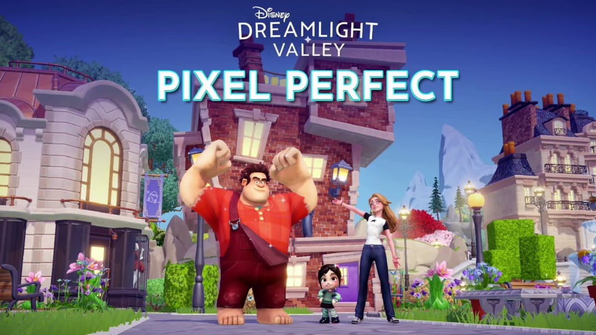 Pixel Perfect update player standing with ralph and vanellope in disney dreamlight valley