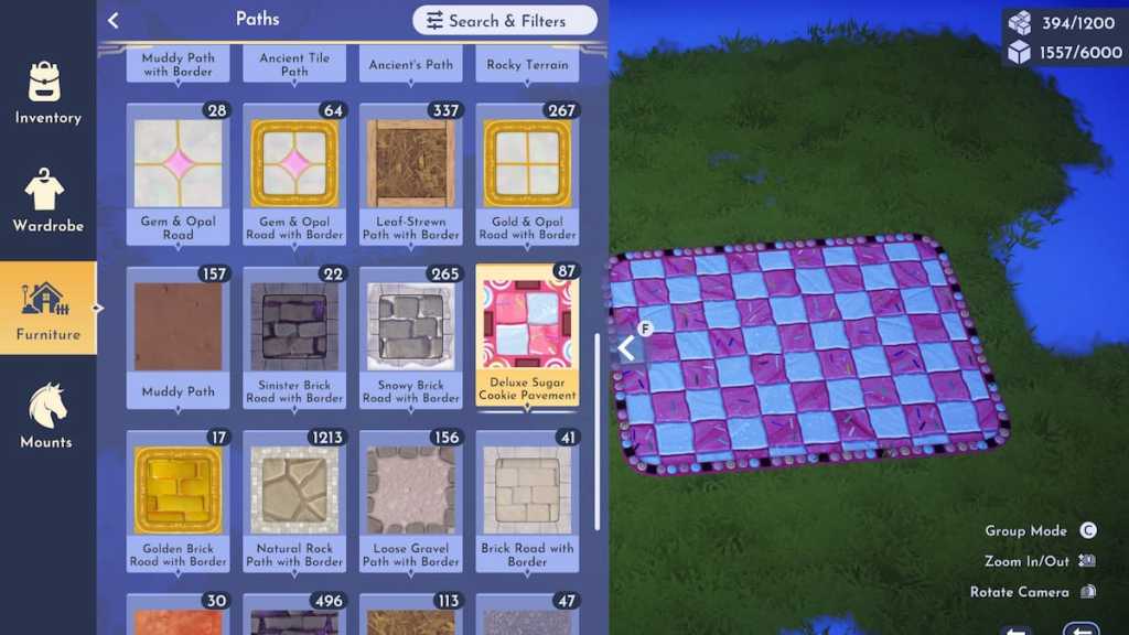 Sugar Cookie Pavement placed in disney dreamlight valley