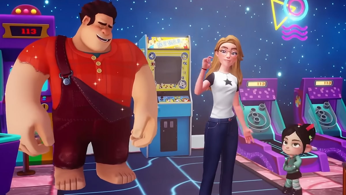 Player standing with ralph and vanellope in disney dreamlight valley