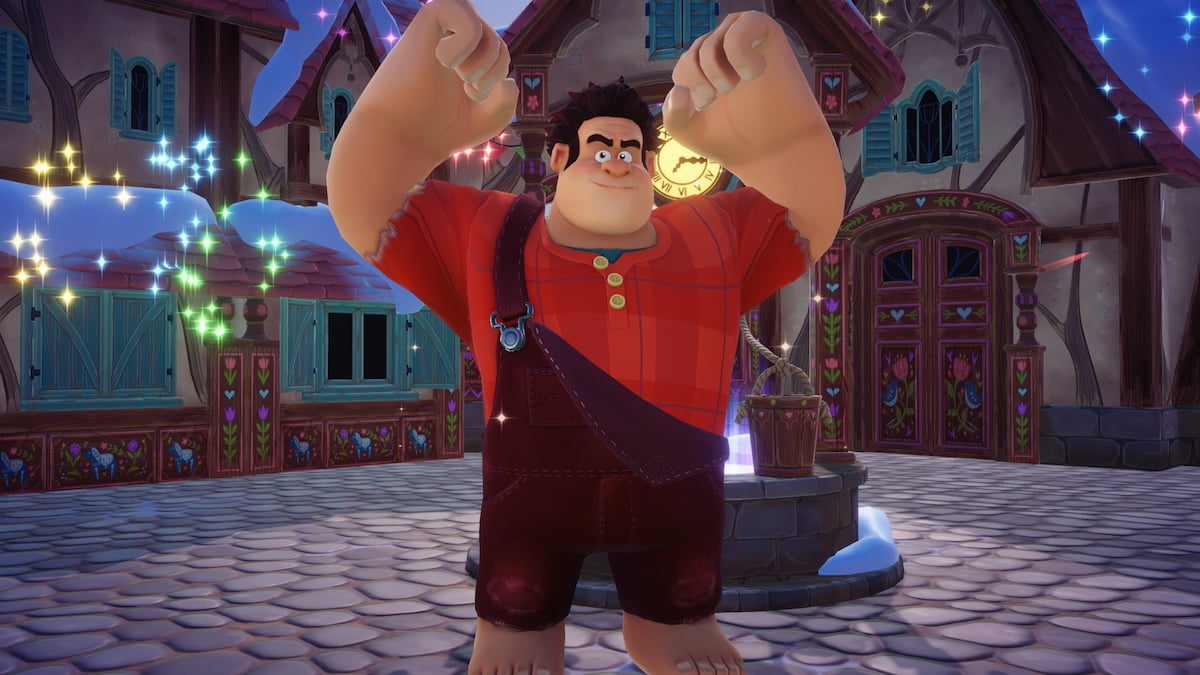 Ralph posing with arms in air in disney dreamlight valley