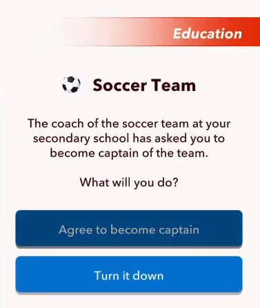 Soccer team captain offer in bitlife