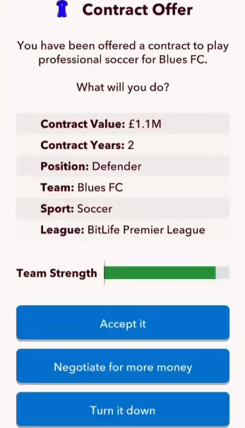Soccer team offer in bitlife