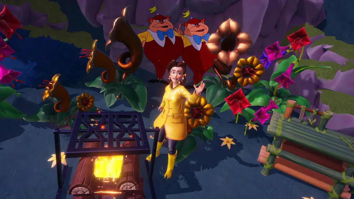 Standing by tweedle dee tweedle dum motif in disney dreamlight valley