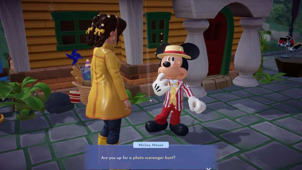 Talking to mickey about scavenger hunt in disney dreamlight-valley