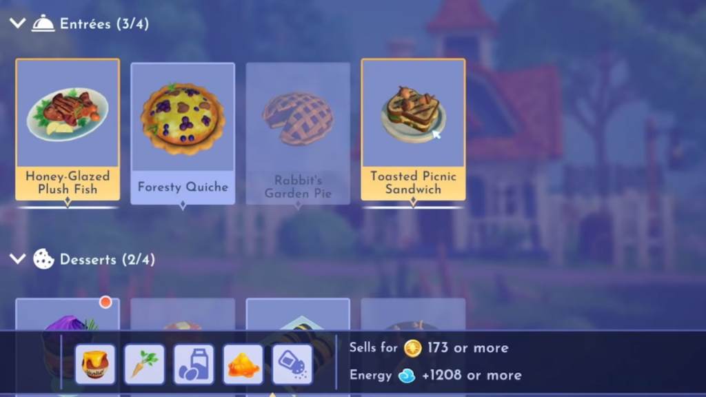 Toasted Picnic Sandwich on collection page in disney dreamlight valley