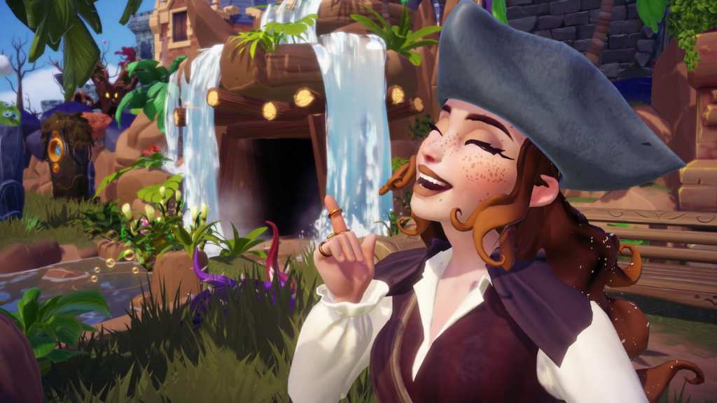 Pointing at mines entrance in disney dreamlight valley