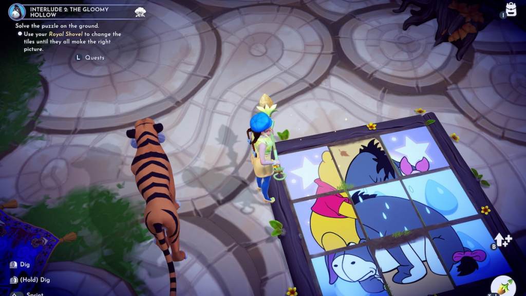 Working on Eeyore tile puzzle in disney dreamlight valley