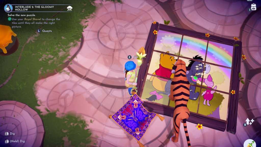Working on Eeyore tile puzzle in disney dreamlight valley