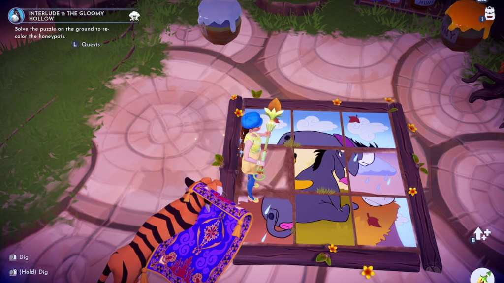 Working on Eeyore tile puzzle in disney dreamlight valley
