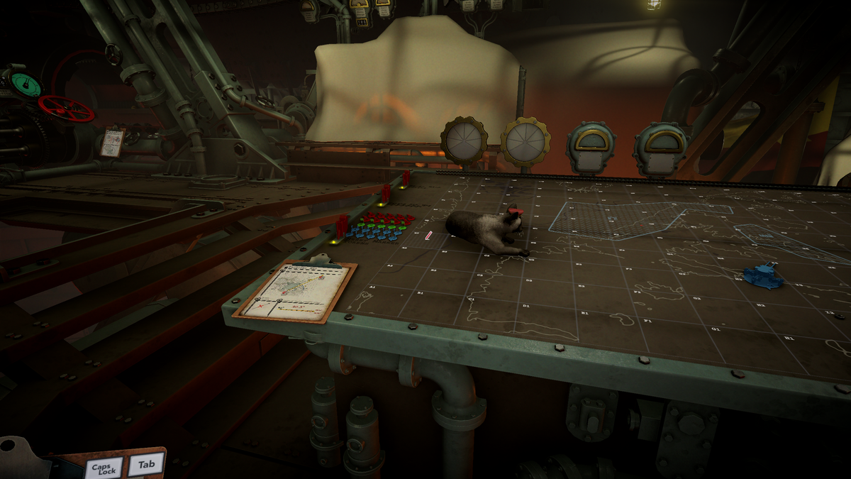 Cat sleeping on the map in IRON NEST