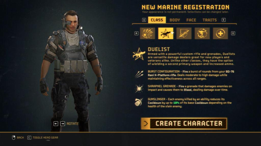 The Duelist class in Aliens: Fireteam 2.