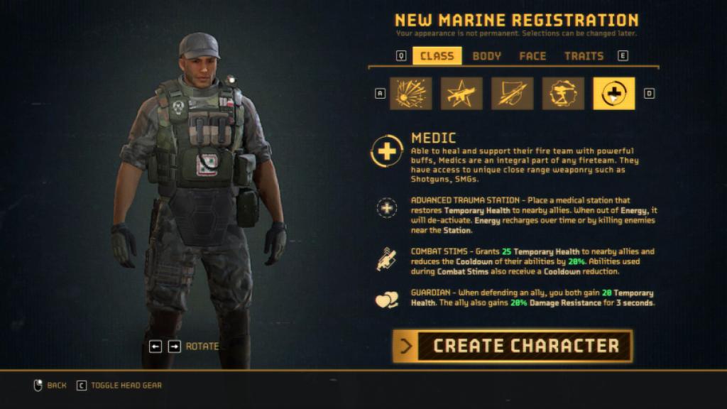 Medic Class in Aliens: Fireteam Elite 2.