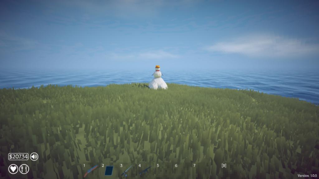 Secret Island snowman in How to Fish
