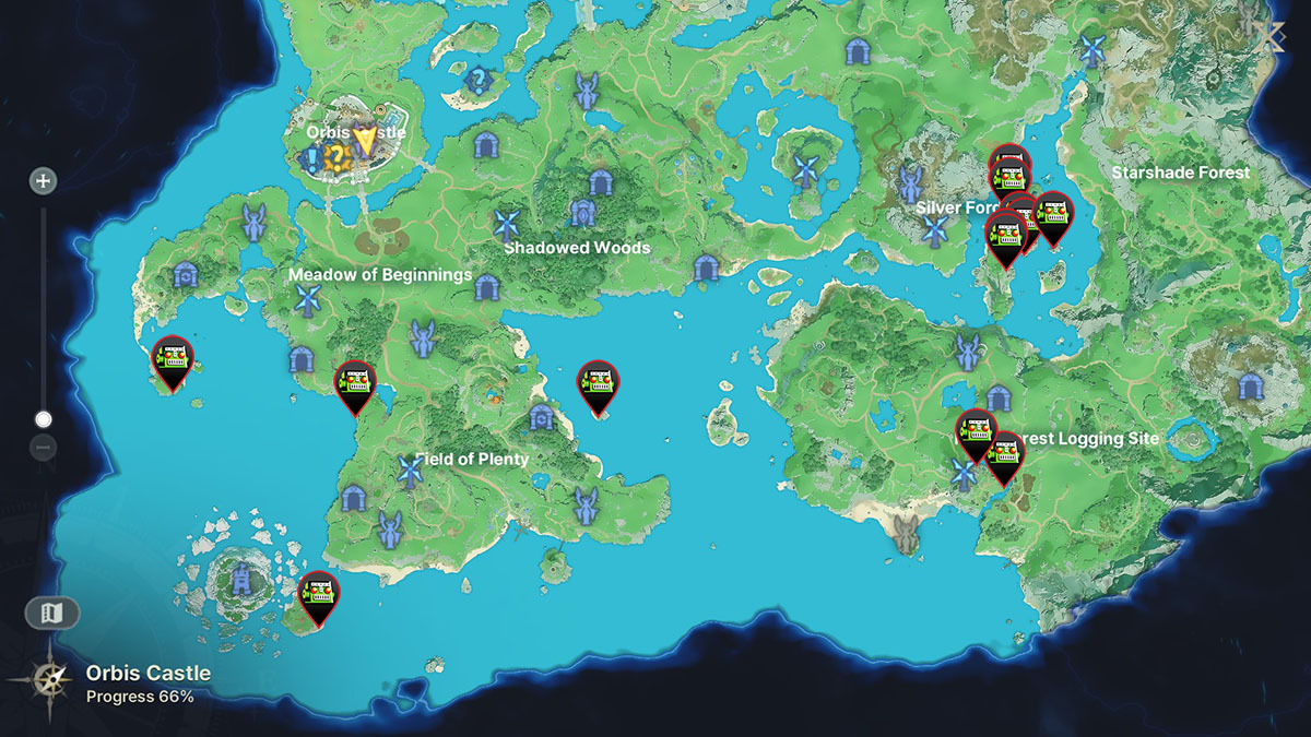 Goose egg locations marked on a map in DragonSword: Awakening.