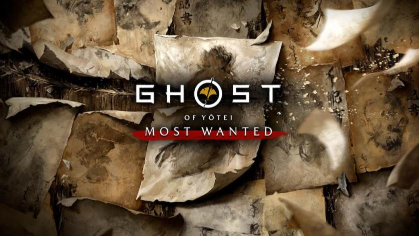Promo art for Ghost of Yotei's Most Wanted mode shows a bounty board of sorts, with several "wanted"-style portraits.
