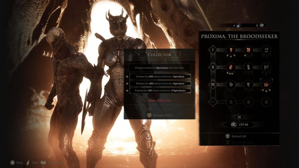 Proxima's ability tree, as seen in Mortal Shell 2.