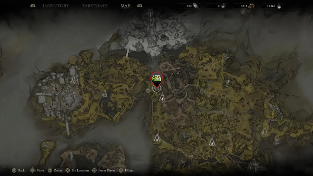 The location of the Flooded Village dungeon in Mortal Shell 2.