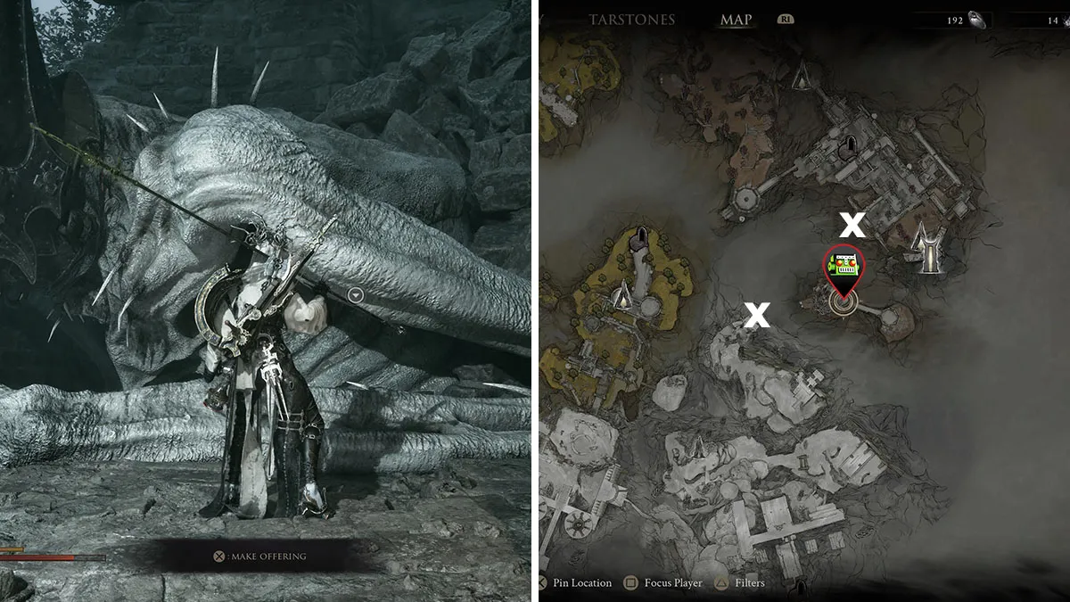 The Forgotten Tower's location, as seen in Mortal Shell 2.