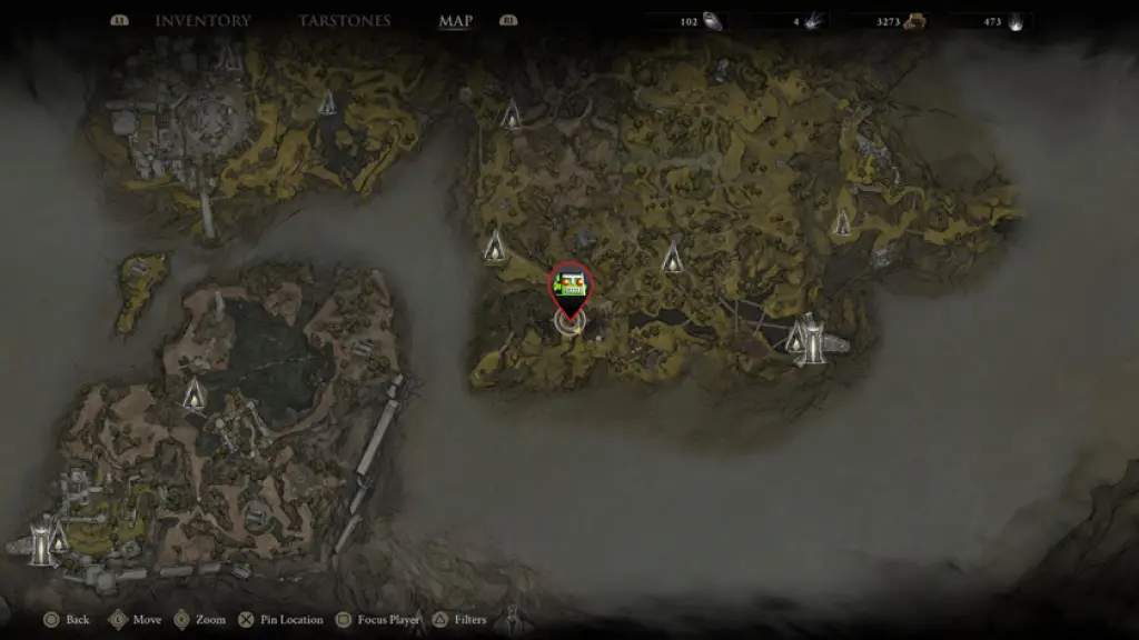 The location of the Martyr's Tomb dungeon.