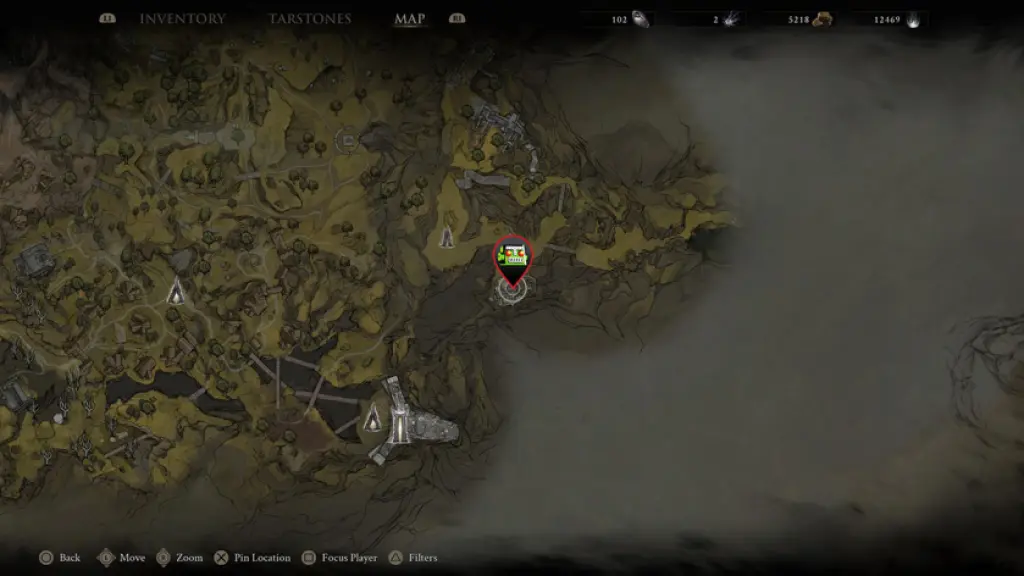 The location of the Troubadour's Lute sidearm in Mortal Shell 2.