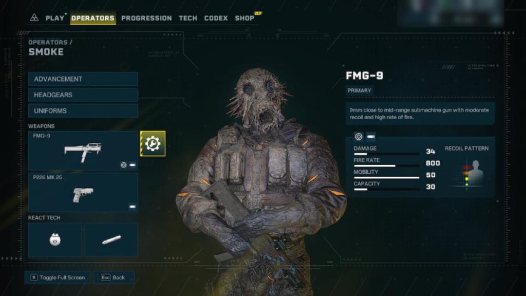 Smoke from Rainbow Six Siege in his Archaean outfit.
