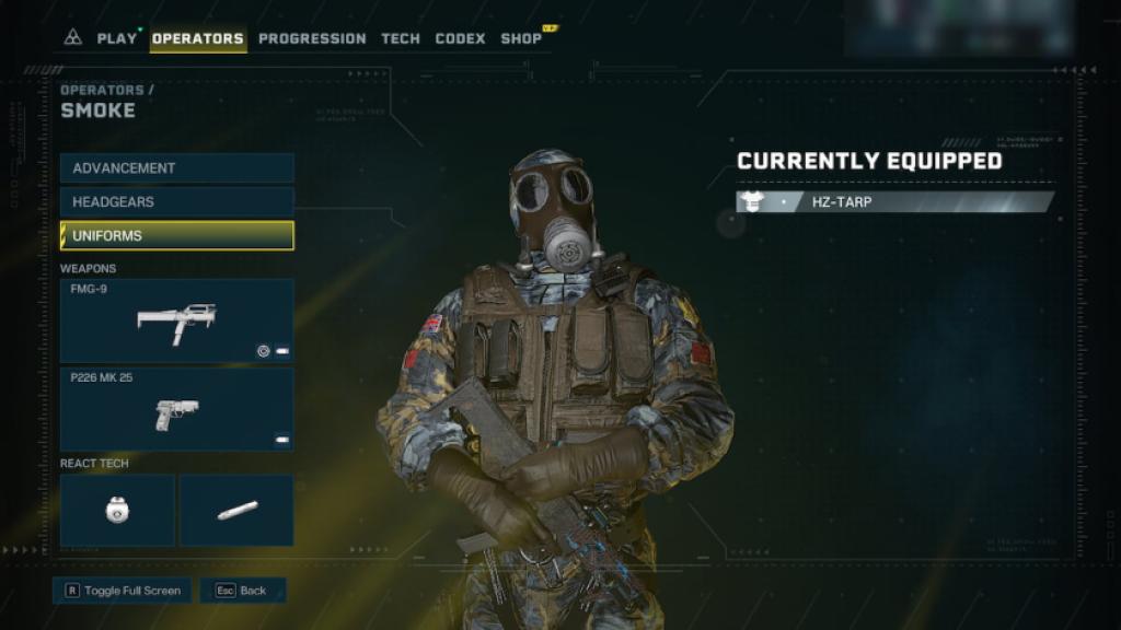 Smoke in Rainbow Six Extraction in a baisc outfit.