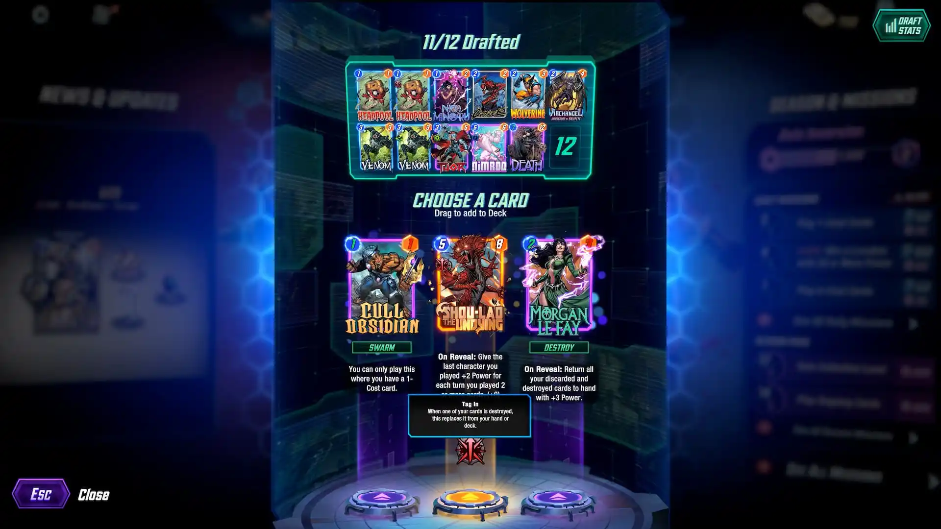 Marvel Snap Draft mode deck building