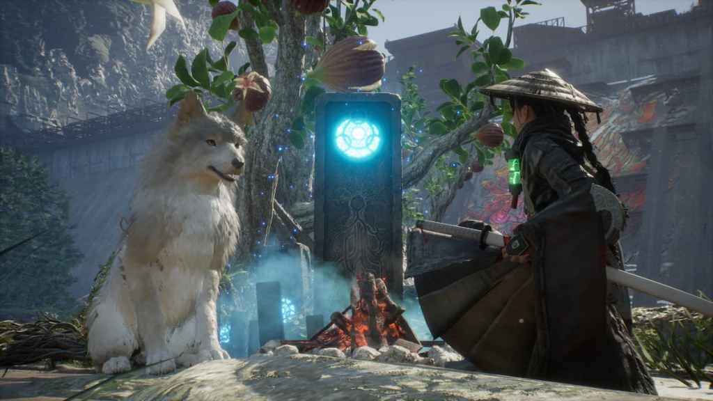 Emma and Koo sitting at a campsite in Beast of Reincarnation.