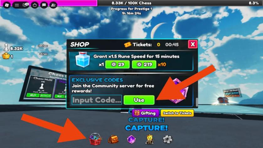 chess incremental how to redeem codes